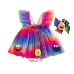 Elmo Dress Romper Cookie Monster Clothes Jumpsuit Sesame Street Outfit Birthday